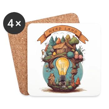 Nerd Land - Dessous de verre (lot de 4) - blanc - Devant