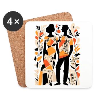 Abstract Art Man and Woman - Coasters (set of 4) - white - Front