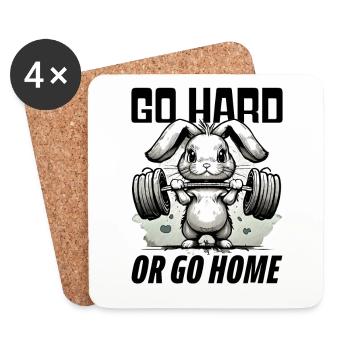Go Hard or Go Home Gym Bunny - Coasters (set of 4) - white - Front