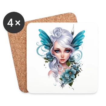 Fairy Creatures with Butterfly Ears – Fantasy - Coasters (set of 4) - white - Front