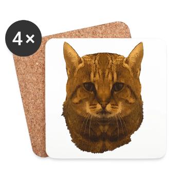 getigerte Katze, gesicht, Besitzer, für jedermann - Untersetzer (4er-Set) - Weiß - Vorne