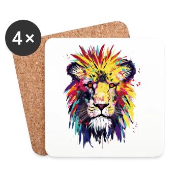 Lion Watercolor - Untersetzer (4er-Set) - Weiß - Vorne