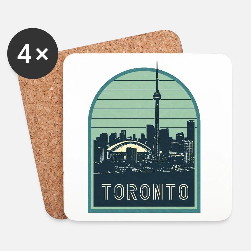 Toronto Skyline Arc Vintage Badge - Untersetzer (4er-Set) - Weiß