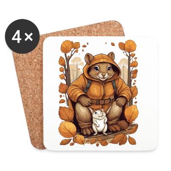 Süßes Eichhörnchen mit Maus - Untersetzer (4er-Set) - Weiß - Vorne