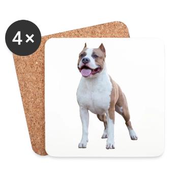 Terrier américain du Staffordshire - Dessous de verre (lot de 4) - blanc - Devant