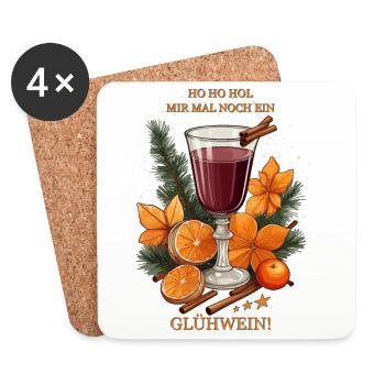 Glühwein mit Zimt - Untersetzer (4er-Set) - Weiß - Vorne