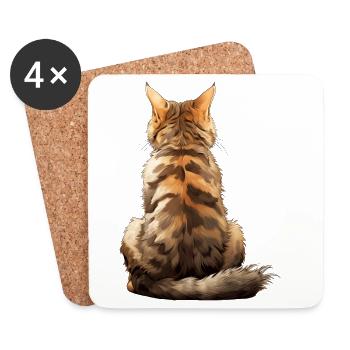Amerikanische Bobtail-Katze - Untersetzer (4er-Set) - Weiß - Vorne