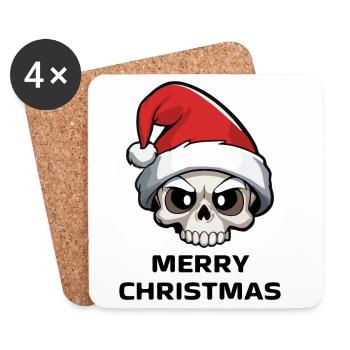 Noël tête de mort - Dessous de verre (lot de 4) - blanc - Devant