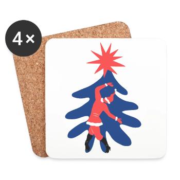 Dancing Santa Claus - Coasters (set of 4) - white - Front