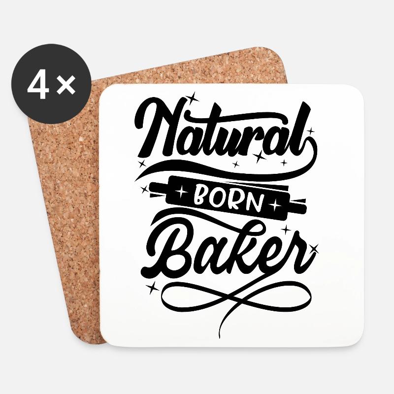 Natural born Baker - Coasters (set of 4) - white