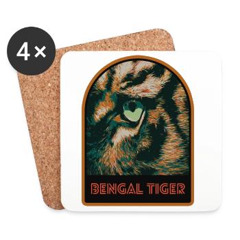 Œil de Tigre en Gros Plan – Illustration Intense - Dessous de verre (lot de 4) - blanc - Devant