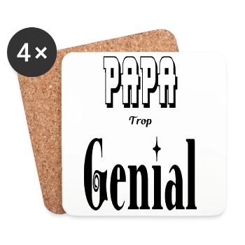 Papa Trop Génial Père - Dessous de verre (lot de 4) - blanc - Devant