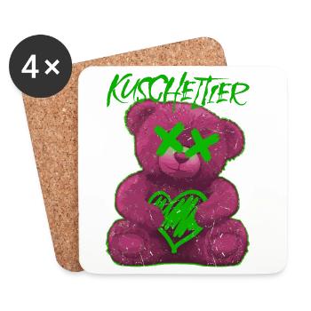 Teddybär süss Kuscheltier - Untersetzer (4er-Set) - Weiß - Vorne