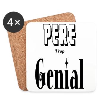 Père Trop Génial Papa - Dessous de verre (lot de 4) - blanc - Devant