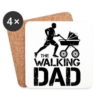 the walking dad buggy running symbol funny icon - Coasters (set of 4) - white - Front