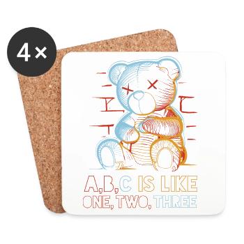 Liebesvoller Bär mit Alphabet-Zeichnung - Untersetzer (4er-Set) - Weiß - Vorne