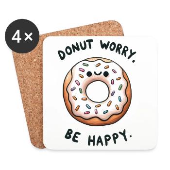 Donat Worry - be happy - Untersetzer (4er-Set) - Weiß - Vorne