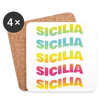 T-Shirt Sicilia onda T-Shirt Geschenkidee - Untersetzer (4er-Set) - Weiß - Vorne