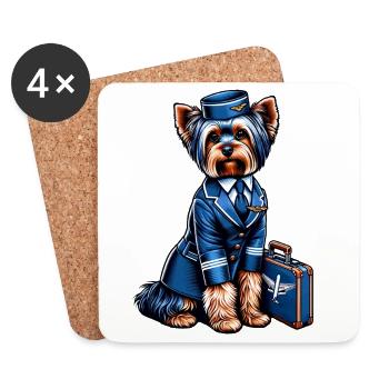 Yorkshire Terrier Stewardess - Untersetzer (4er-Set) - Weiß - Vorne