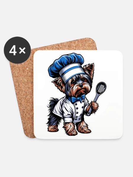 Yorkshire Terrier Koch - Untersetzer (4er-Set) - Weiß