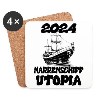 Ship of Fools Utopi 2024 - Dates - Dessous de verre (lot de 4) - blanc - Devant