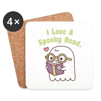 Cute Ghost I Love A Spooky Read Funny - Coasters (set of 4) - white - Front