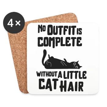 No outfit is complete without a little cat hair - Coasters (set of 4) - white - Front