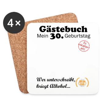 Gästebuch zum 30. Geburtstag1994 Lustig Alkohol - Untersetzer (4er-Set) - Weiß - Vorne