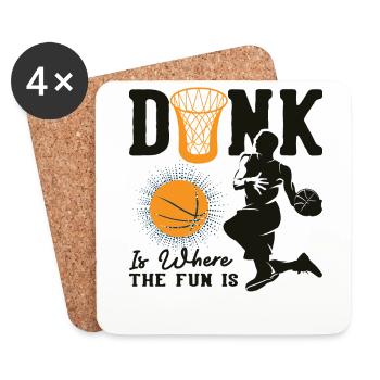 Dunk is where the fun is Basketball Lustig - Coasters (set of 4) - white - Front