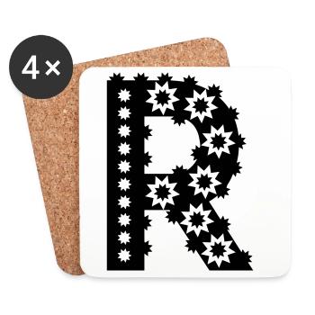 Letter R - Coasters (set of 4) - white - Front