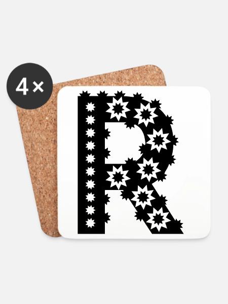 Buchstabe R - Untersetzer (4er-Set) - Weiß