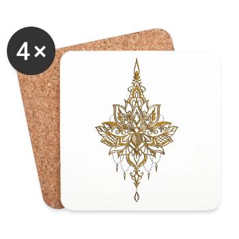 Noble fleur de lotus doré - Dessous de verre (lot de 4) - blanc - Devant