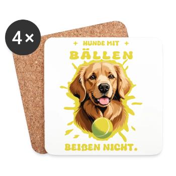 Hunde mit Bällen beißen nicht ! - Untersetzer (4er-Set) - Weiß - Vorne