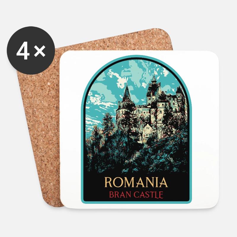 Entdecken Sie das Geheimnis von Schloss Bran - Untersetzer (4er-Set) - Weiß