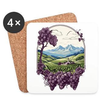 Weinberg - Untersetzer (4er-Set) - Weiß - Vorne