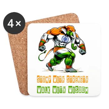 Inde Eléphant Couleurs nationales Design - Dessous de verre (lot de 4) - blanc - Devant