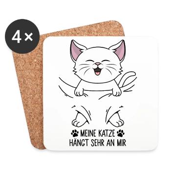 Meine Katze hängt sehr an mir - Untersetzer (4er-Set) - Weiß - Vorne