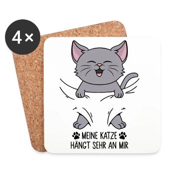 Meine Katze hängt sehr an mir - Untersetzer (4er-Set) - Weiß - Vorne
