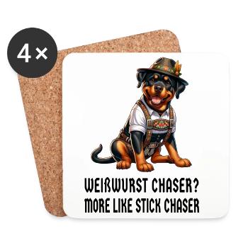 Rottweiler Weißwurst Design - Untersetzer (4er-Set) - Weiß - Vorne
