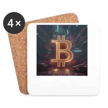 Énergie Bitcoin futuriste - Dessous de verre (lot de 4) - blanc - Devant