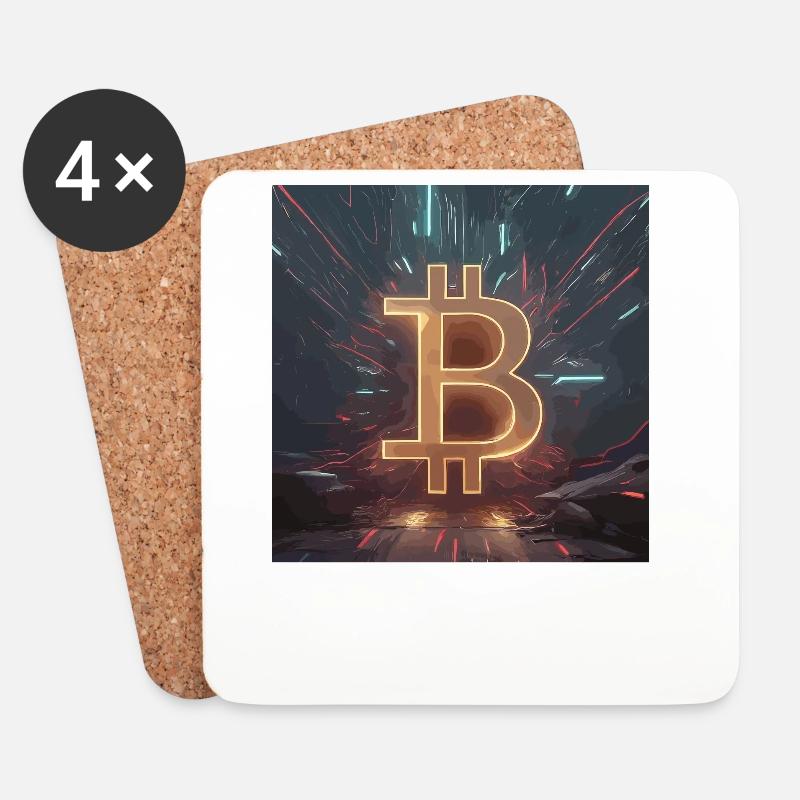 Futuristische Bitcoin-Energie - Untersetzer (4er-Set) - Weiß