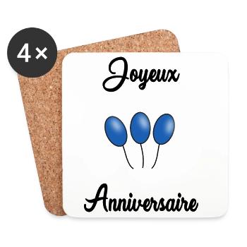 JOYEUX ANNIVERSAIRE - Dessous de verre (lot de 4) - blanc - Devant