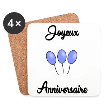 JOYEUX ANNIVERSAIRE - Dessous de verre (lot de 4) - blanc - Devant