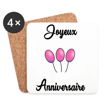 JOYEUX ANNIVERSAIRE MAMAN. JOYEUX ANNIVERSAIRE - Dessous de verre (lot de 4) - blanc - Devant