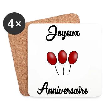 HAPPY BIRTHDAY. HAPPY BIRTHDAY. ANNIVERSARY. - Coasters (set of 4) - white - Front