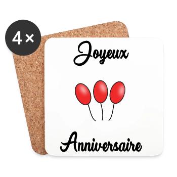 ALLES GUTE ZUM GEBURTSTAG. ALLES GUTE ZUM GEBURTSTAG. JAHRESTAG. - Untersetzer (4er-Set) - Weiß - Vorne
