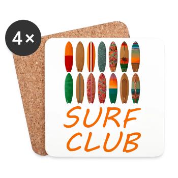 Surf Club Planche de surf Design - Dessous de verre (lot de 4) - blanc - Devant