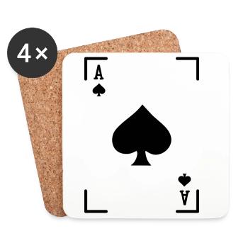 Jeu de cartes Casino Jeux de hasard Poker Loterie - Dessous de verre (lot de 4) - blanc - Devant