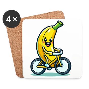 Banana Biker: The Peeling Pedaler - Coasters (set of 4) - white - Front