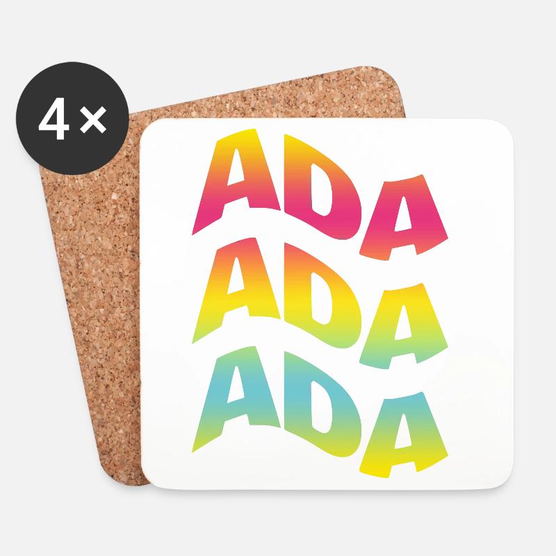 Ada T-Shirt Text Welleneffekt T-Shirt Geschenk - Untersetzer (4er-Set) - Weiß